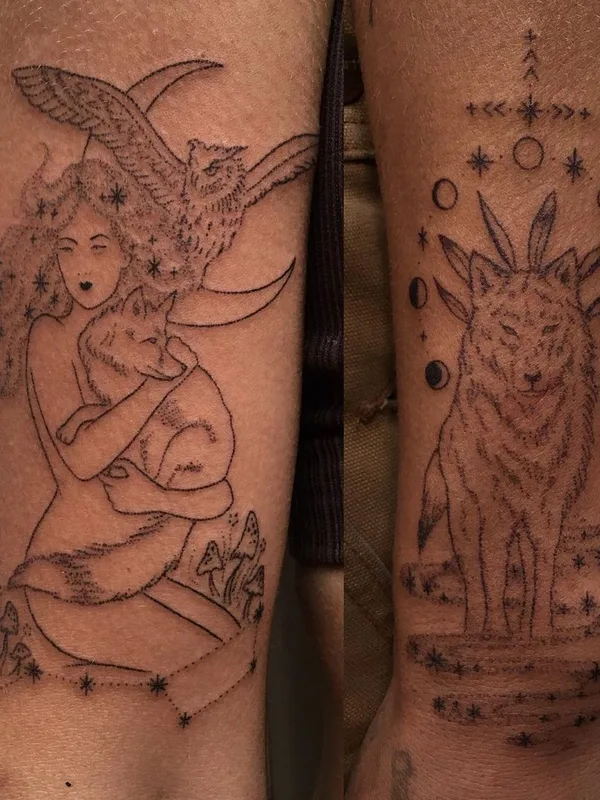 black linework tattoo auf forearm #44423 | Tätowierer Tati Compton