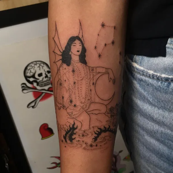 Traditional tattoo by Tati Compton in Los Angeles