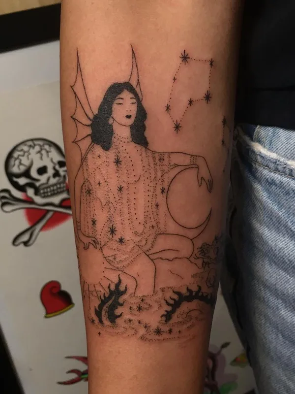 black linework tattoo auf forearm #44420 | Tätowierer Tati Compton