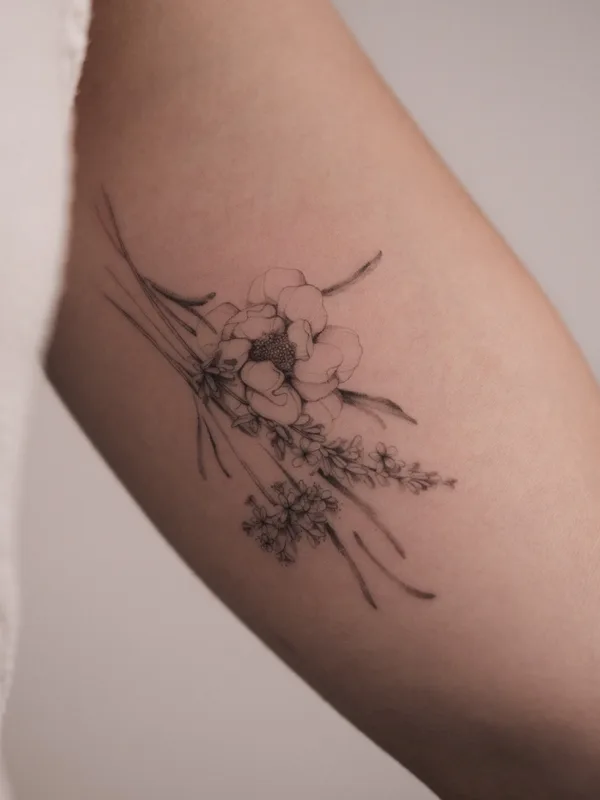 black and grey fineline 타투 부위 forearm #60044 | 타투이스트 Kseniya WAY.INK