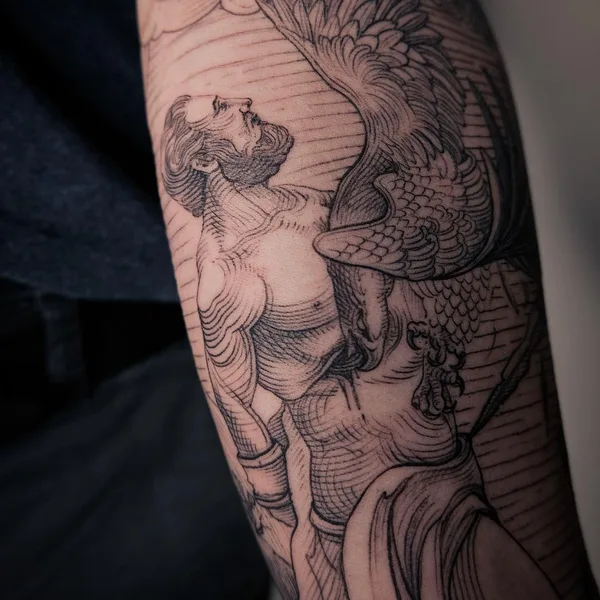 engraving tattoo by Lescrowtattoo in Los Angeles