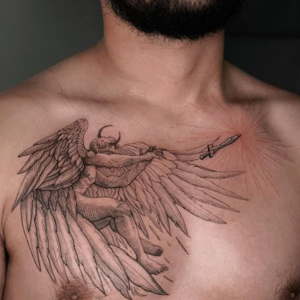 engraving tattoo by Lescrowtattoo in Los Angeles