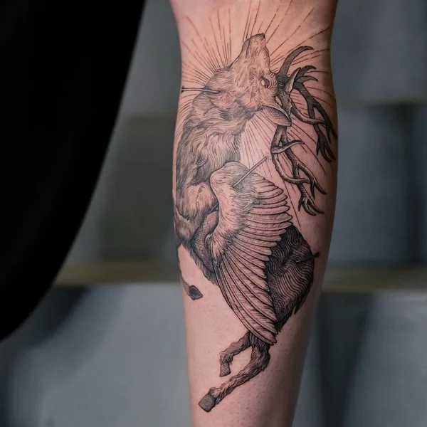 engraving tattoo by Lescrowtattoo in Los Angeles