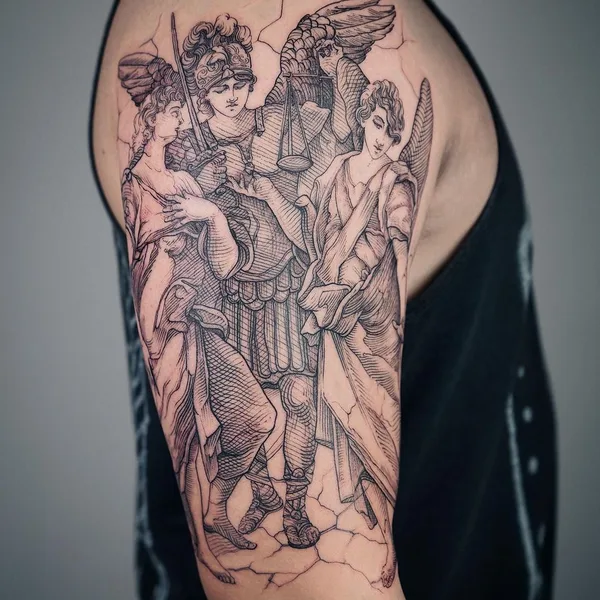 engraving tattoo by Lescrowtattoo in Los Angeles