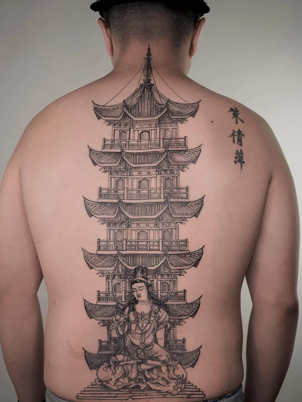 male black and grey japanese 타투 부위 full back #60061 | 타투이스트 Lescrowtattoo