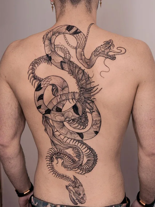 male black linework 타투 부위 full back #60064 | 타투이스트 Lescrowtattoo