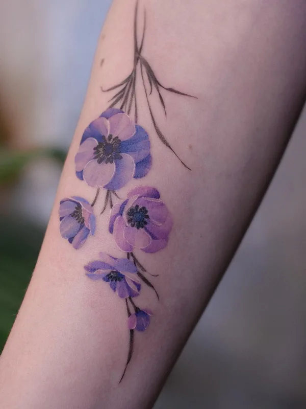 female color watercolor, realism, botanic 타투 부위 forearm #60070 | 타투이스트 Svetlana Ehrt