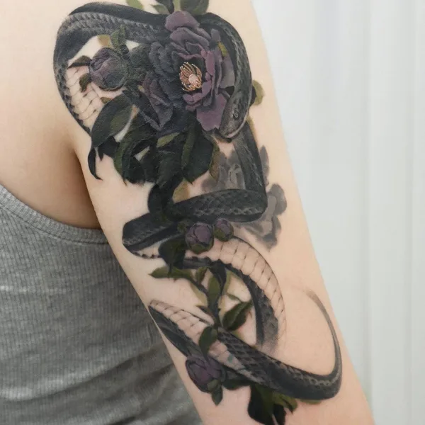 Botanical tattoo by guppy.flowertattoo in Seoul