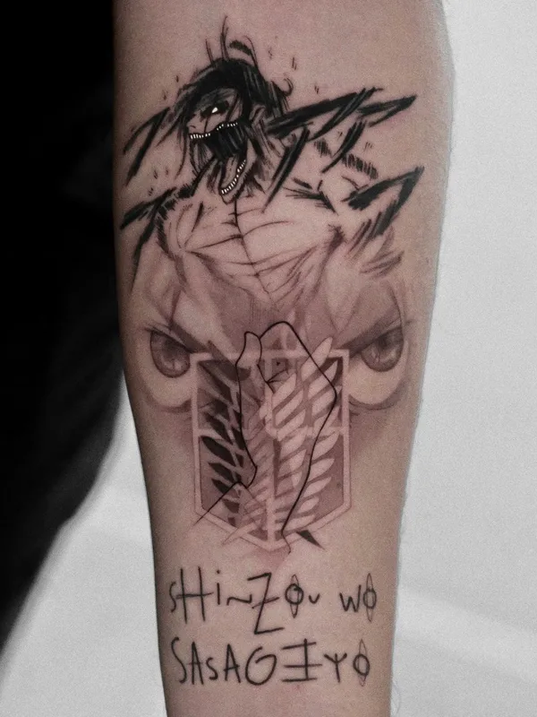 black and grey anime tatouage sur forearm #60091 | Artiste tatoueur Yurici_tattoo