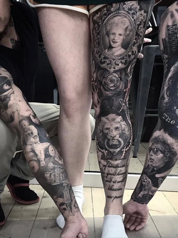 black and grey realism татуировка на full sleeve #34331 | Тату мастер Ellen Westholm