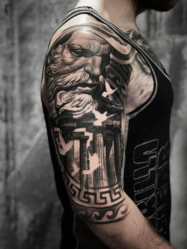 male black and grey realism Tatuaggio su full sleeve #61000 | Tatuatore Ralf Monnerup