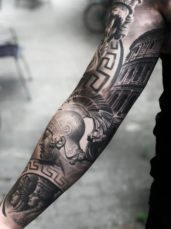 black and grey realism Tatuaggio su full sleeve #60999 | Tatuatore Ralf Monnerup