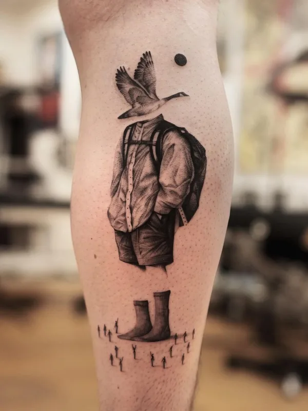 black and grey realism tattoo auf calf #61048 | Tätowierer 9rukim