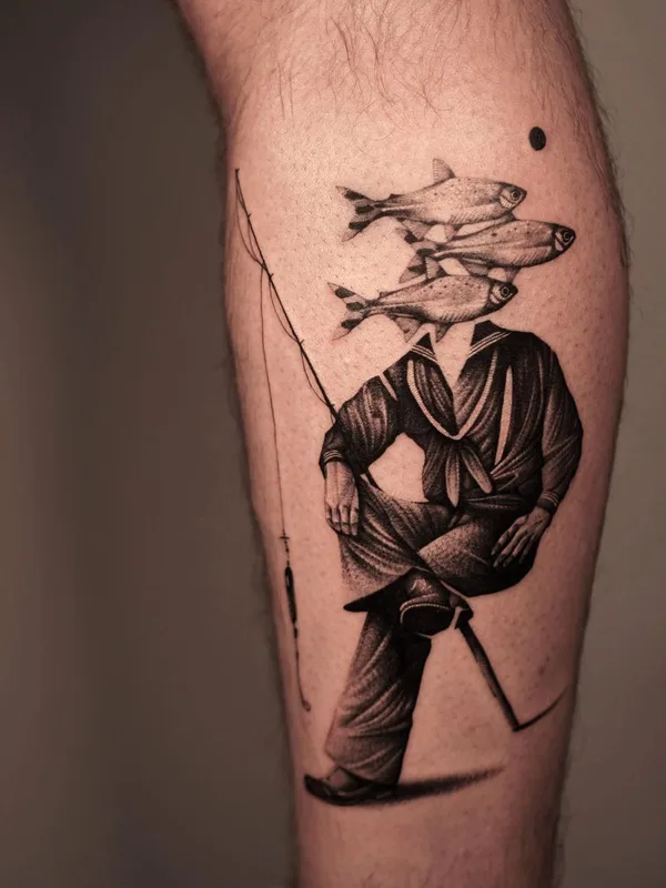 black and grey realism tattoo auf calf #61038 | Tätowierer 9rukim