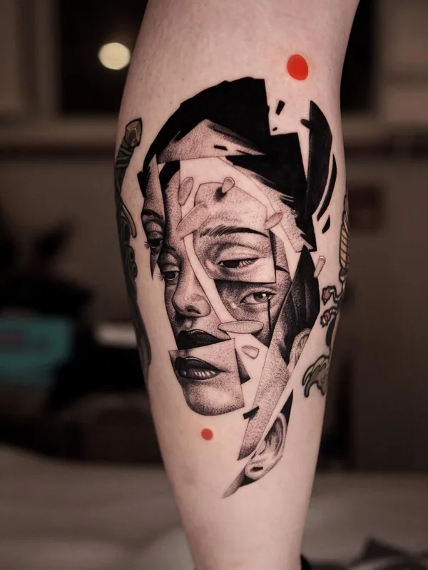 female black and grey black and grey tattoo auf calf #61046 | Tätowierer 9rukim