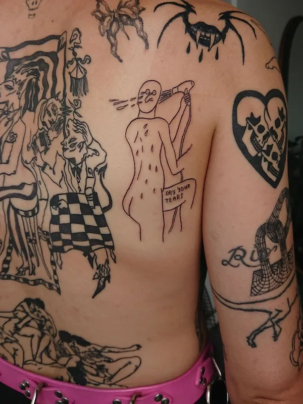 black sketch tattoo on full back #34821 | Tattoo Artist Tato Coco