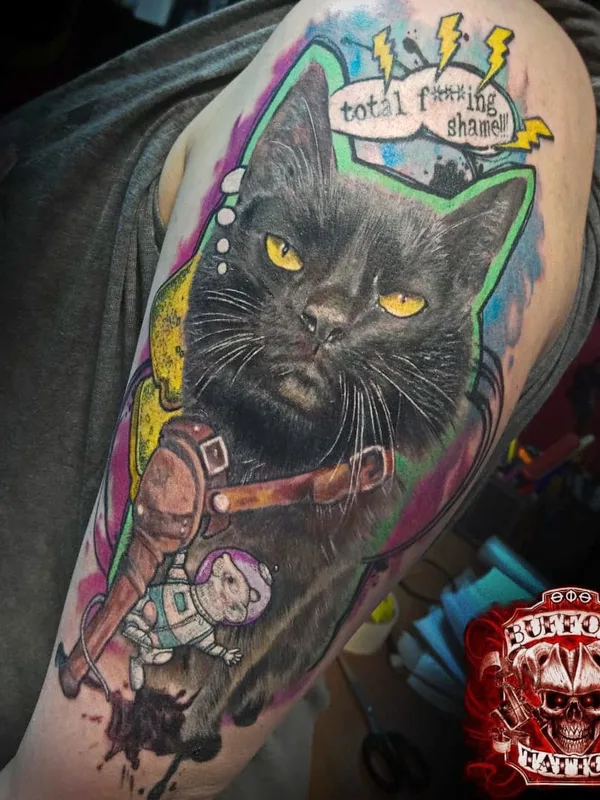 color illustrative tattoo auf upper arm #64077 | Tätowierer BUFFOON-TATTOO studio