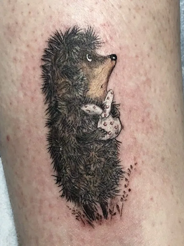 color illustrative tattoo auf calf #64095 | Tätowierer BUFFOON-TATTOO studio