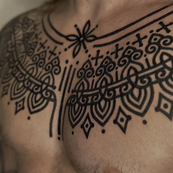 Ornamental tattoo by Amber Muse in Long Beach