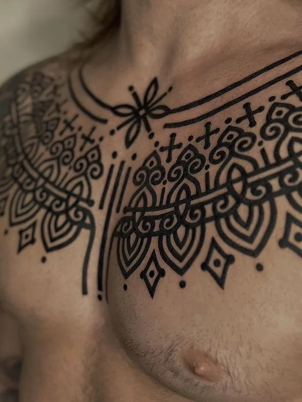 male black ornamental tatuaje en chest #66002 | Tatuador Amber Muse