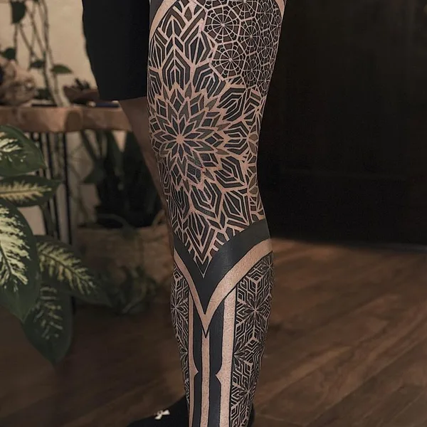 Ornamental tattoo by Amber Muse in Long Beach