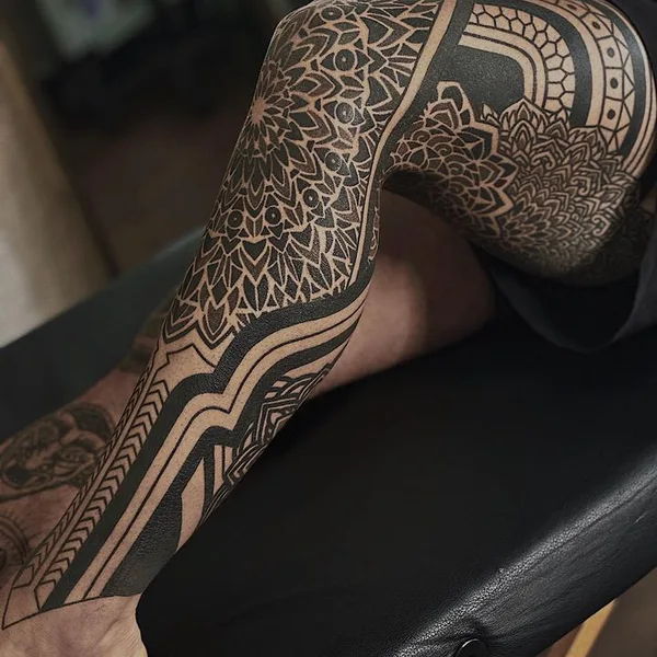 Ornamental tattoo by Amber Muse in Long Beach