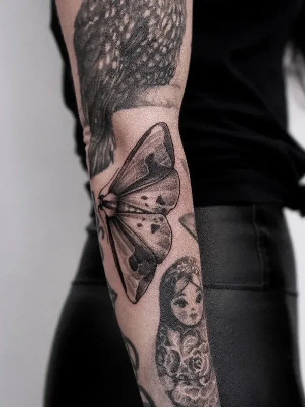 female black and grey black and grey tattoo on forearm #39517 | Tattoo Artist Алена Зозуленко