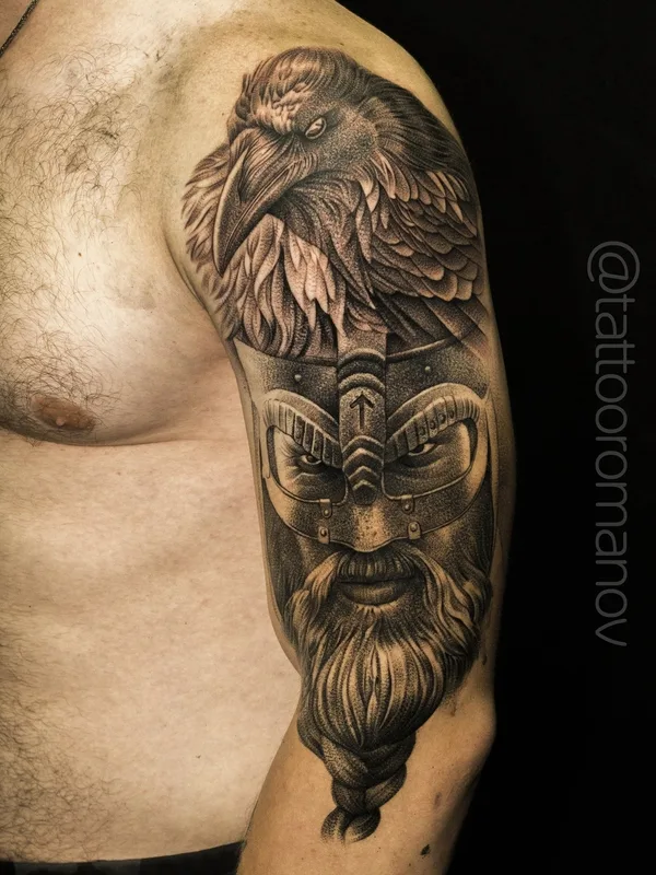 male black and grey black and grey Tatuaggio su upper arm #54141 | Tatuatore Олег Романов