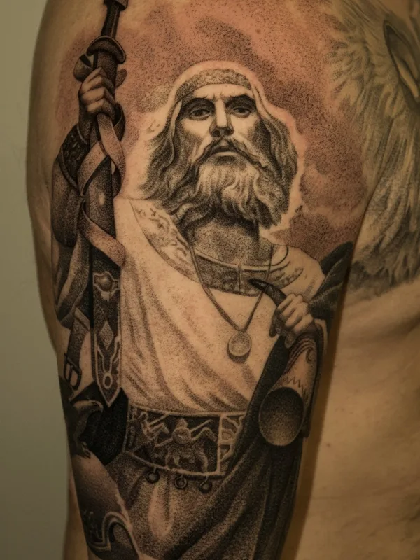 male black and grey realism Tatuaggio su upper arm #54147 | Tatuatore Олег Романов