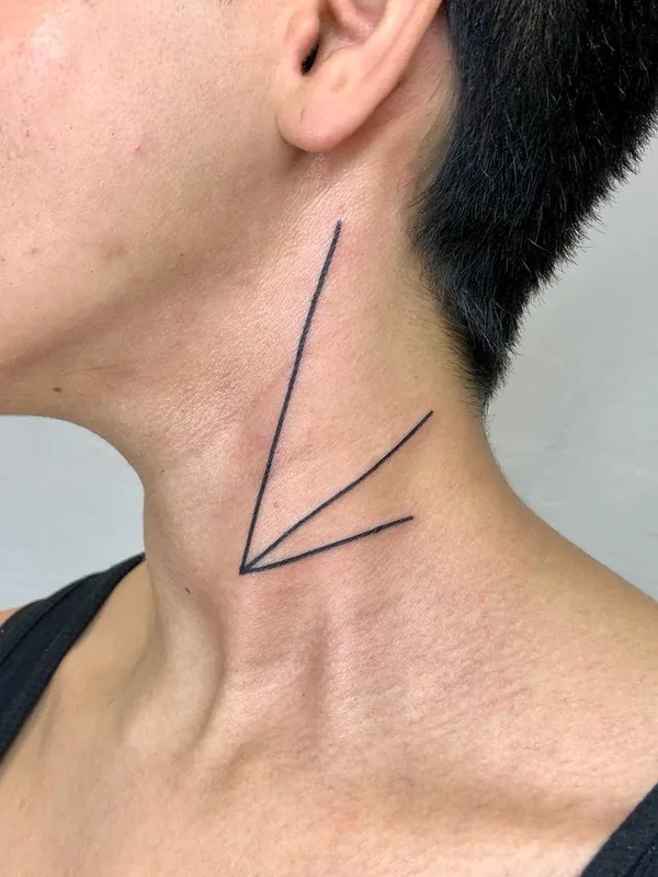 men, female black abstract, linework, geometric татуировка на neck #64121 | Тату мастер crooked_gun