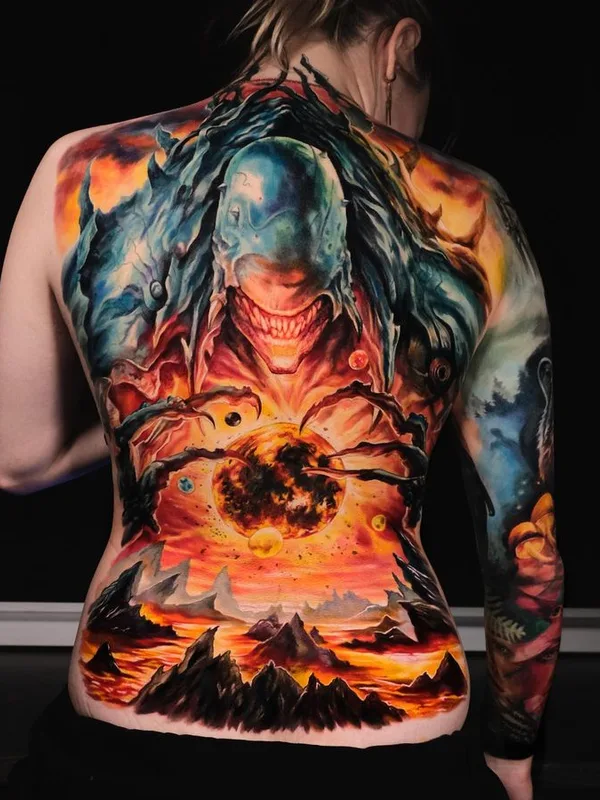 female color realism татуировка на full back #64130 | Тату мастер Тимур Румит