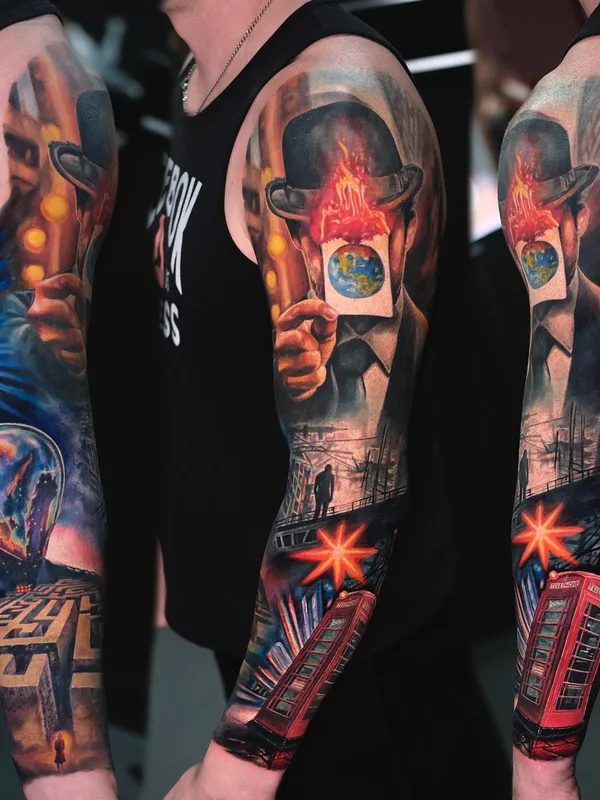 male color realism татуировка на full sleeve #64134 | Тату мастер Тимур Румит