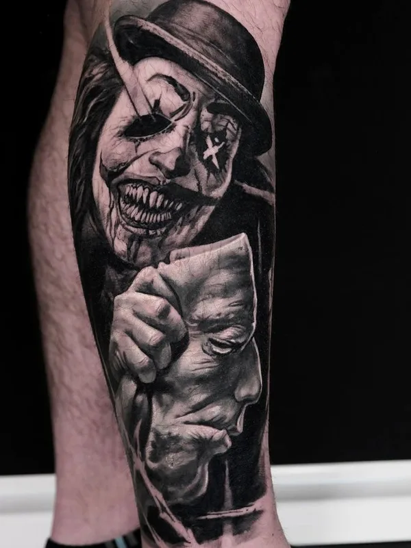 black and grey realism татуировка на calf #64132 | Тату мастер Тимур Румит