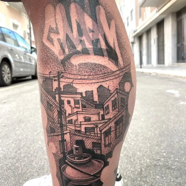 Graphic tattoo by Stefano Phen in Barcelona