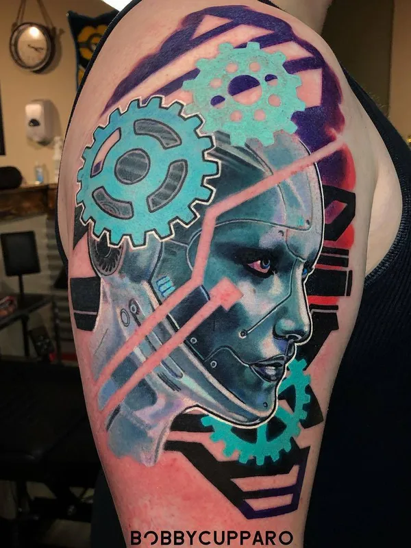 color biomechanical татуировка на upper arm #28890 | Тату мастер Bobby Cupparo