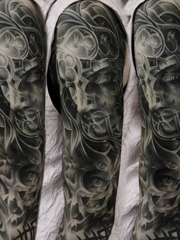 black and grey black and grey 타투 부위 full sleeve #28908 | 타투이스트 Denis Pokazanoff