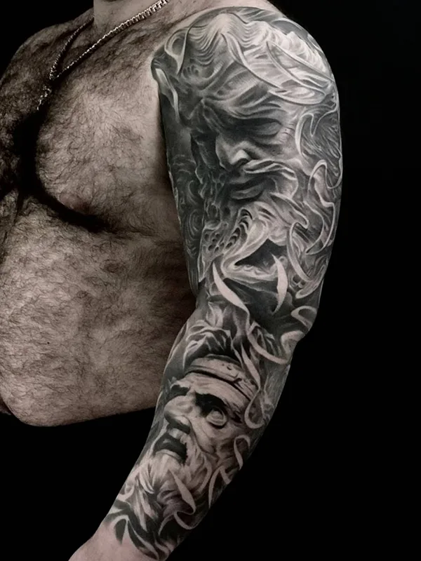 male black and grey realism 타투 부위 full sleeve #28903 | 타투이스트 Denis Pokazanoff
