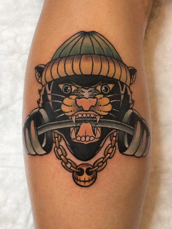 color traditional tattoo auf calf #64993 | Tätowierer sorrow tattoer