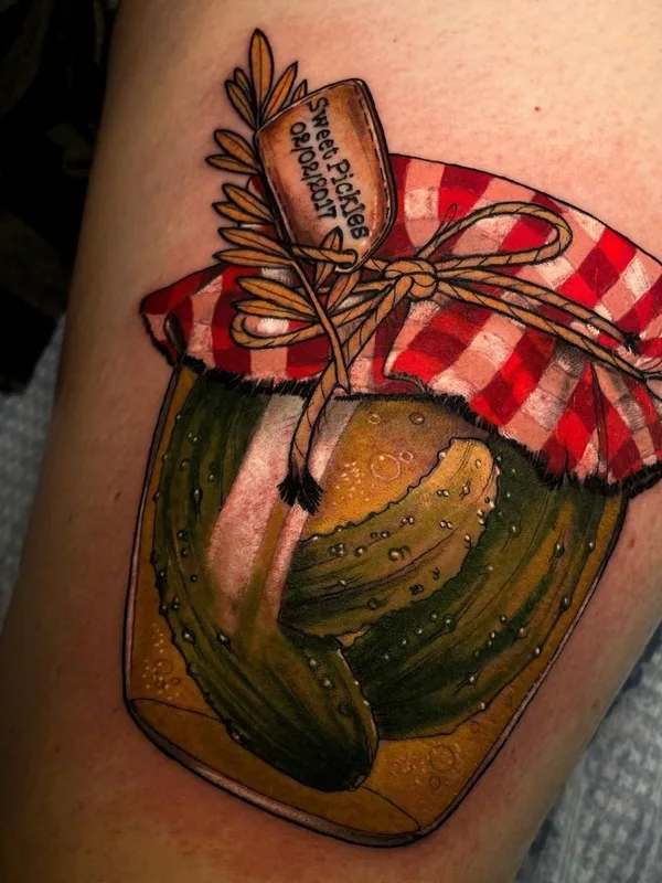 color illustrative tattoo on thigh #39234 | Tattoo Artist Shae Motz