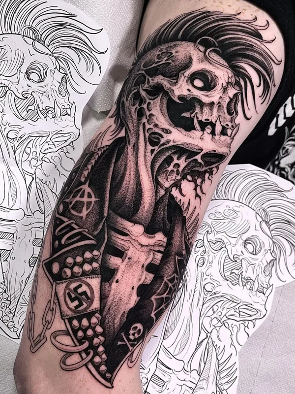 Horror tattoo by André Fantini in Dublin