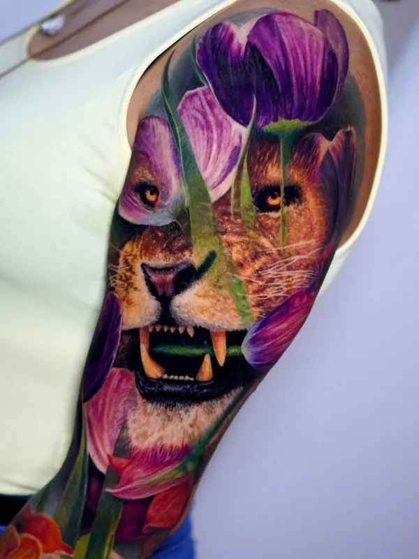 color realism tattoo on full sleeve #54213 | Tattoo Artist Allen Brunn