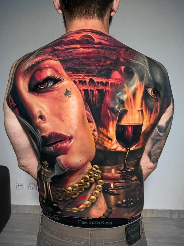 color realism tattoo on full back #54224 | Tattoo Artist Allen Brunn