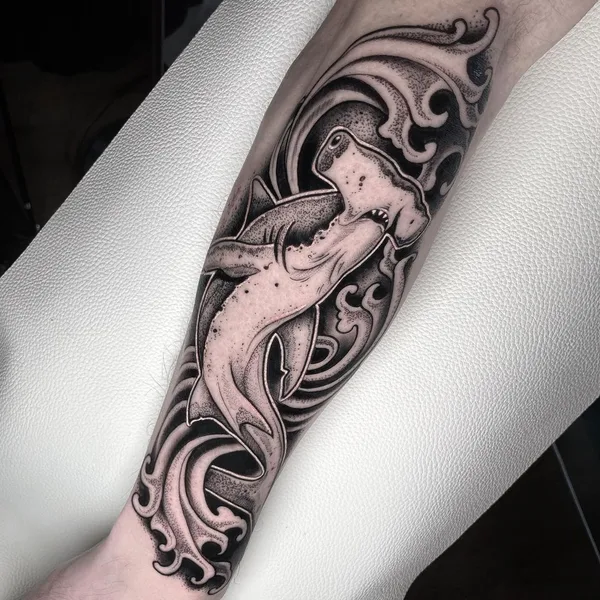 Graphic tattoo by Josh Hurrell in Haverhill
