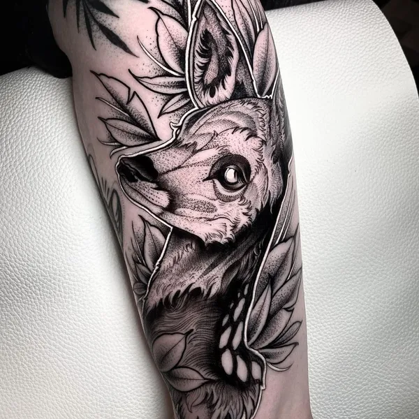 Graphic tattoo by Josh Hurrell in Haverhill