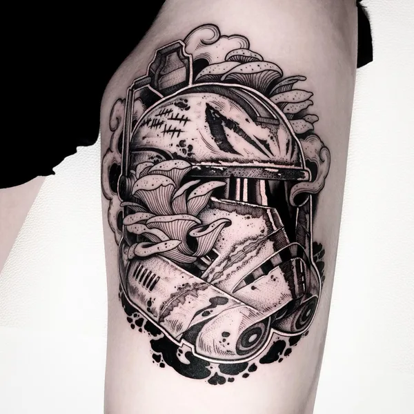 Graphic tattoo by Josh Hurrell in Haverhill