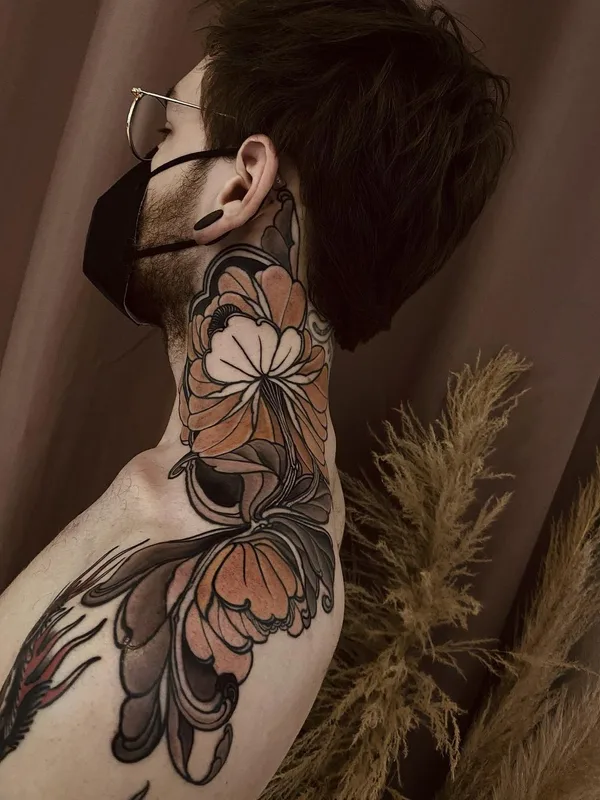 male color japanese tattoo on neck #54276 | Tattoo Artist Georg Faust