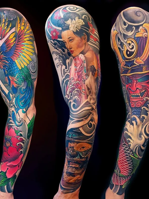 color japanese татуировка на full sleeve #54820 | Тату мастер Andrei Aivazian