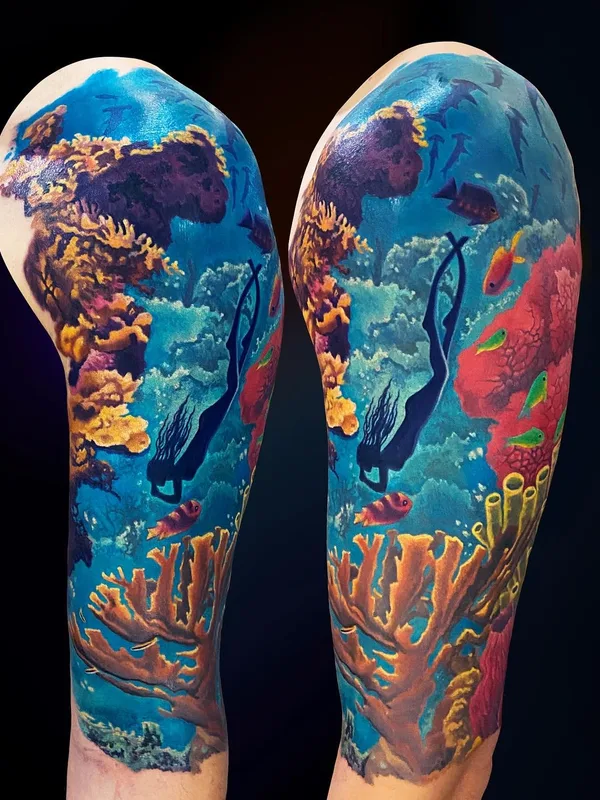 color realism татуировка на full sleeve #54823 | Тату мастер Andrei Aivazian