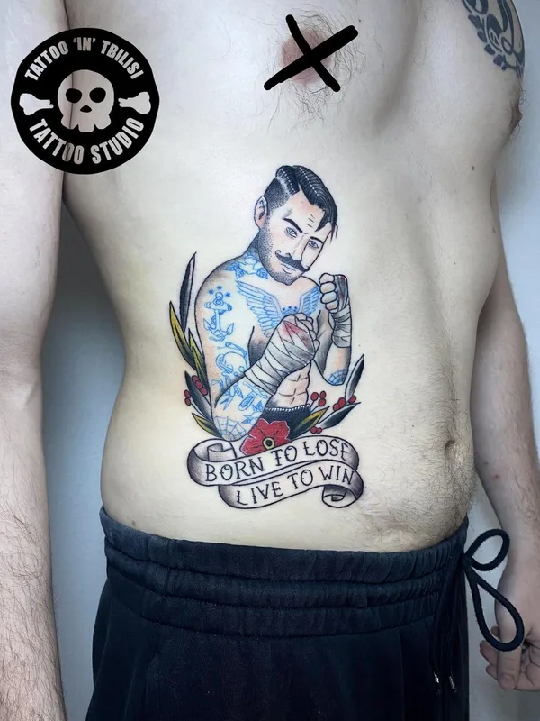 male color neo traditional татуировка на stomach #54843 | Тату мастер George.ink Tattoo Tbilisi