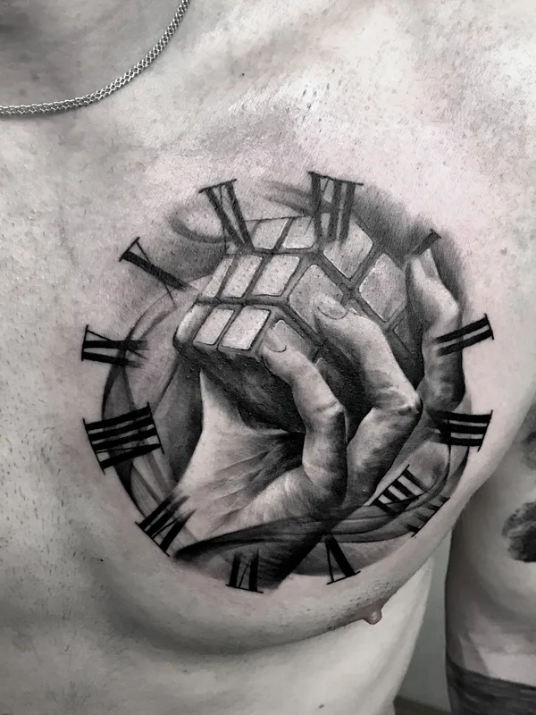 male black and grey realism tatouage sur chest #54852 | Artiste tatoueur Григорий Поздняков